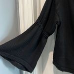 We The Free Free People  Dahlia Thermal Top Black Small Bell Sleeve Oversized Photo 5