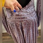 Anthropologie ‎ Purple Sequin Open Back Long Sleeve Dress 6 holiday occasion Photo 6