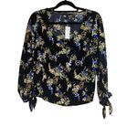 New Banana Republic Black Floral Satin Blouse Top Size S Photo 1