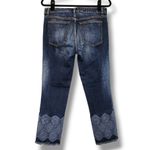 Tory Burch  Cropped Embroidered Cuff Straight Leg Jeans Women’s Size 30 Photo 2