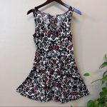 Hot Topic skulls and roses pinup keyhole back mini dress, stretchy, black,SM Photo 3