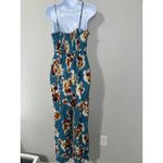BOG Collective Teal Floral Print Jumpsuit Spaghetti Strap Size M Blue Size M Photo 3