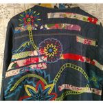 Nomi Thompson Embroidered Patchwork Denim Jacket Multicolor Floral Appliqué L Blue Size L Photo 10