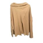 Free People Top Womens Medium Mustard Yellow Waffle Knit Raw Hem Cowl Neck Cozy Photo 1