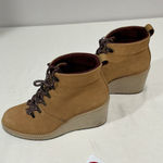 Toms Woman’s Tom’s Size 9 Wedge Heel Bootie Chestnut Brown Suede Stk#709 Photo 4