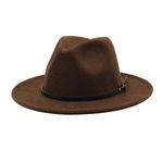 ✨NWOT✨Women Belt Buckle Fedora Hat Classic Wide Brim Floppy Felt Panama Hat✨ Brown Photo 1