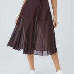 Halara NWT  High Waisted Drawstring Contrast Mesh 2-in-1 Pocket Flowy Midi Skirt Photo 0