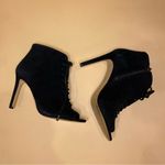 Saks 5th Avenue Saks Fifth Avenue Florelle Black Suede Open Toe Lace Up Bootie Heels Size 6 Photo 3