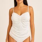 EXPRESS White Gathered Bodysuit Photo 0