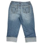 Liz Claiborne Capri Jeans Sz 12 Light Wash Rolled Hem VTG Cotton Denim Retro Photo 1