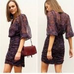 Veronica Beard Kerri Paisley Silk Ruched Mini Dress Photo 2