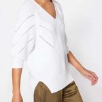 Brochu Walker Decker V-Neck Cotton-Blend Sweater White Size Small Photo 3