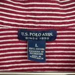 U.S. Polo Assn. Red Striped Short Sleeve Polo Shirt Size Large Academia Photo 3