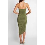 Norma Kamali  Strapless Diana Ruched Stretch Jersey Midi Dress, Military, XS Photo 5