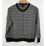 J.Crew  Collection Black White Gingham Italian Cashmere Cardigan Sweater M Photo 0