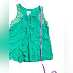 Deletta  Green Lace Accent Tank Top Size Large Photo 3