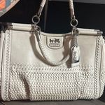 Coach Madison white woven Carrie Pinnacle drifter Satchel shoulder bag 23341 Photo 0