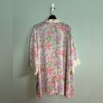 Victoria's Secret Gold Label Vintage Satin Kimono Robe Pink Purple Yellow Floral Photo 3