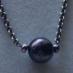 12mm Genuine Tahitian pearl/SS Necklace Photo 5