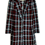 St. John ladies checkered plaid tweed button up long blazer coat size 8 Photo 0