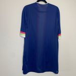 Vintage Button Front Nylon Robe Blue Pink Lime Green White Stripes Sz Small Photo 8