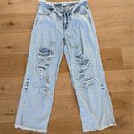 Cello Jeans Cello - Wide Leg Distressed Ripped Jeans in Light Wash Blue Photo 0