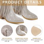 Rhinestone knee high cowboy fringe boots Silver Size 9 Photo 4