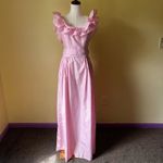 Vintage Pink Princess Gown XS Off Shoulder Ruffle Maxi Dress Barbiecore Costume Photo 9