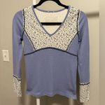 Purple and White Floral WaffleKnit Longsleeve Shirt size XS Photo 1