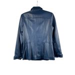 D&Co. Womens Genuine Leather Jacket XS Blue Zip Photo 1