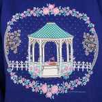 Vintage 90s Purple Floral Gazebo Graphic Collared Sweatshirt Size L Photo 3