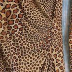 Norma Kamali Women Faux Wrap Dress Brown Leopard Print Ruched Midi Long Sleeve M Photo 3