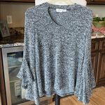 Penelope Project Sweater Heather Black Flowy Bell Waterfall Sleeves Choker Neck Size XS Photo 14