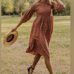 Roolee  dusty rose smocked midi dress womens size XL dressy modest balloon sleeve Photo 0