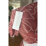 Lush Clothing Lush Caramel Abstract Puff Sleeve Cutout Midi Dress Size M NWT 100% Cotton Photo 7