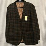 Alan Flusser Men's Olive Brown Plaid Wool Blend Sport Coat Blazer Jacket L NWT Size L Photo 0