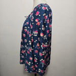 American Eagle Blue Floral Print Boho Top with Tie Detail Size Large Photo 1