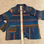 Trisha Tyler Knit Jacket Blue Orange Multi Striped Button Front‎ blazer Funky Size L Photo 7