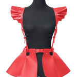 Women Red Fashion Leather Body Harness Belt Skirt With Ruffle Photo 0