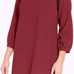 Gerard Darel  Lace Detail Shift‎ Dress Burgundy Size 40 (US 8) Photo 0