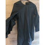 COS  Dress Womens Size 4 Black Sleeve Ruffles Crisp Cotton Minimalist Evening Photo 4