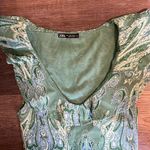 ZARA  Green Paisley Ruffled Sleeveless Crop Top Small Photo 2