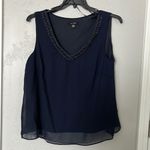 LE BOS Women’s georgette pantsuit with beaded neck style 27821 DARK NAVY 16W Photo 2