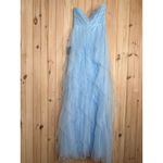 Lulus NWT  Delightful Beauty Blue Mesh Strapless Ruched Ruffled Maxi Dress Sz S Photo 4
