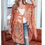 Embroidered Mesh Kimono‎ Orange Photo 4