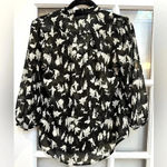 HD in Paris Anthropologie  Ruffled Picea Blouse Black White Pastoral Print Size 4 Photo 1