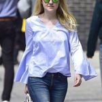 ZARA  Flare Bell Sleeve Striped Pinstripes V Neck Cotton Blue Blouse Top XS Photo 3