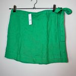 J.Crew NEW Linen Mini Wrap Adjustable Skirt Bright Gem Green 4 Photo 1