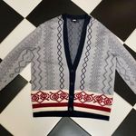 Slate + Willow Fair Isle Cardigan Sweater Pattern Printed Novelty Oversized sz S Photo 3