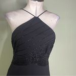 90s Vintage De Laru Black Beaded Halter Prom Gown Black Flowy Maxi Dress 7/8‎ Size undefined Photo 3